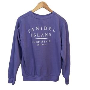 Sanibel Island Sweatshirt Crewneck Womens Size‎ S Purple Surf Travel Destination
